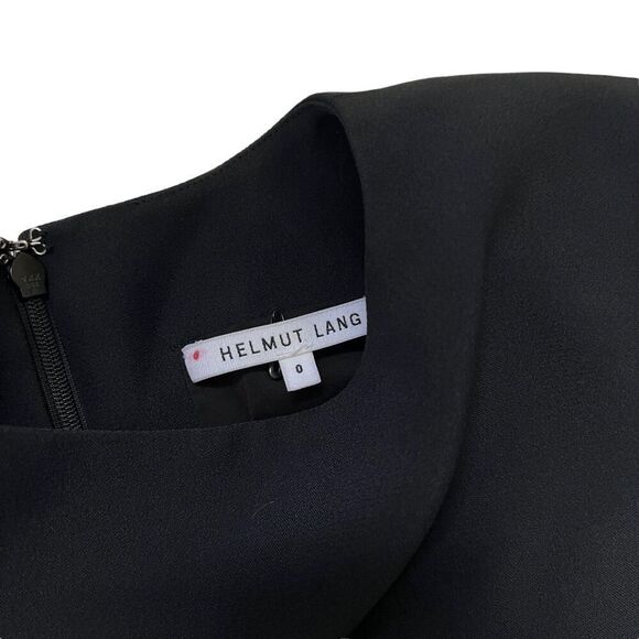 HELMUT LANG NWOT Shift Black MINI Dress Viscose XSmall Leather Cuff Crepe - Picture 8 of 11